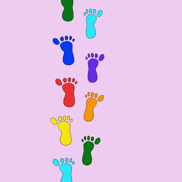 Menschlicher Fußabdruck Drucken Farbige Fußabdrücke — Stockvektor