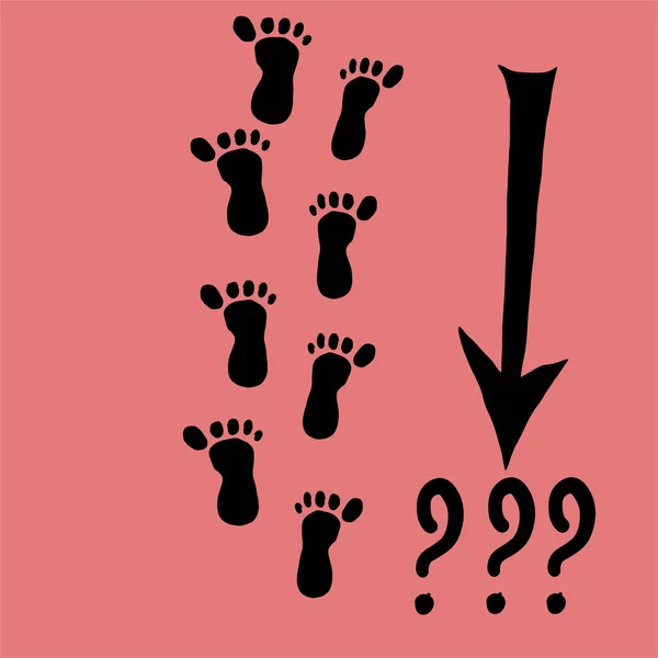 Human Footprint Print Black Footprint — Stock Vector