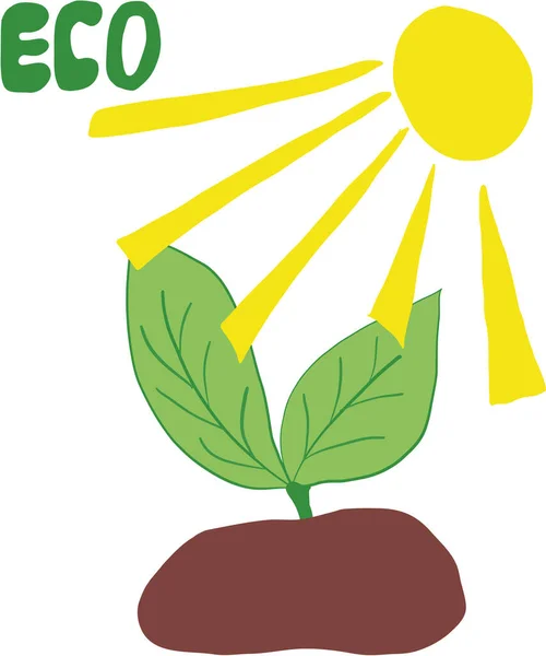 Νέοι Βλαστοί Πράσινων Φυτών Φόντο Ηλιακού Φωτός Οικολογική Έννοια Ημέρα — Διανυσματικό Αρχείο