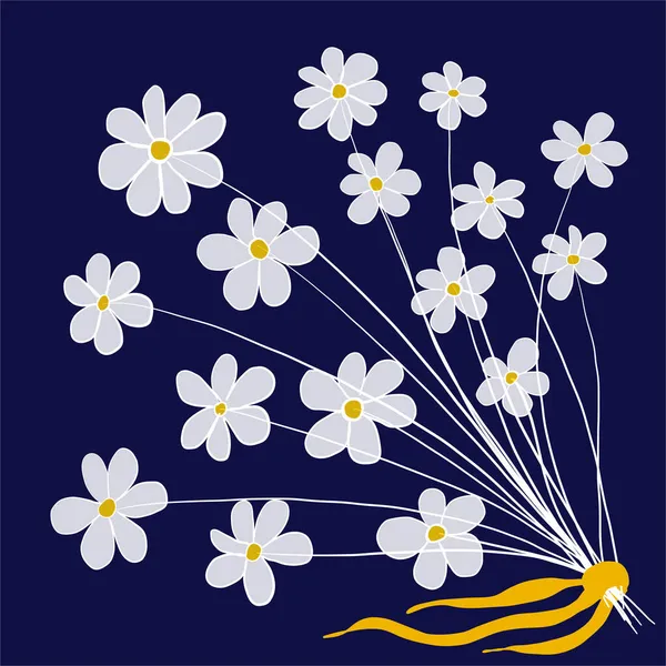 Flores Blancas Sobre Fondo Azul Postal Vacaciones — Vector de stock