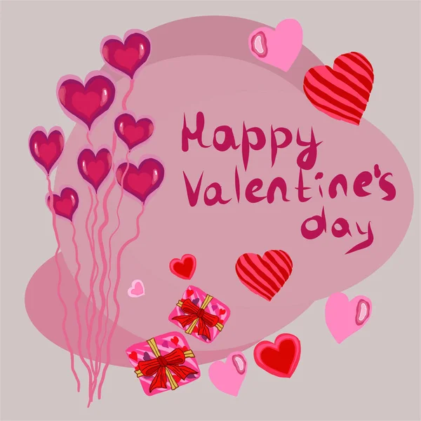 Valentine Day Greeting Card Red Hearts — Stock Vector
