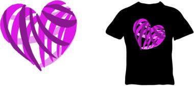 Mor kalp. Vektör illüstrasyonu, tişört, giysi ve poster bastırmaya hazır..