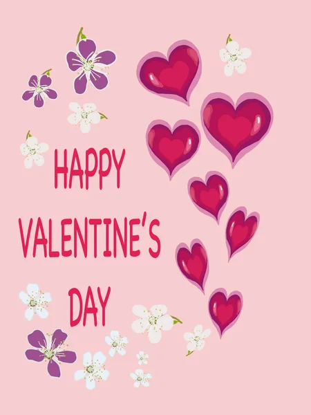 Valentine Day Greeting Card Red Hearts — Stock Photo, Image
