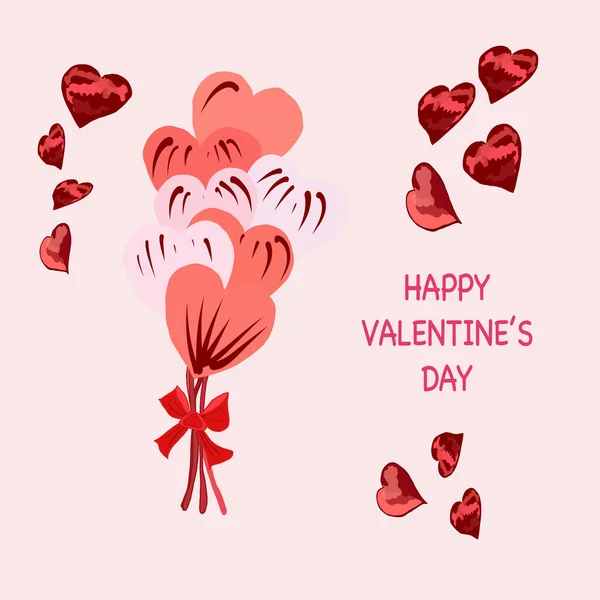 Valentine Day Greeting Card Red Hearts — Stock Photo, Image