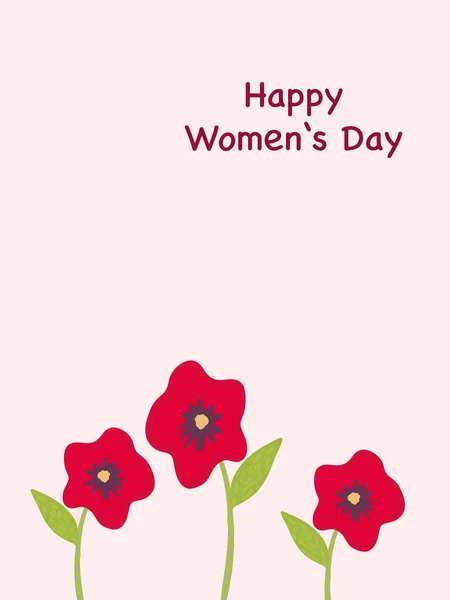 Postkarte Zum März Zum Internationalen Frauentag Schöne Rote Blumen — Stockvektor