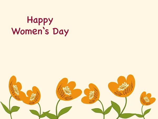 Tarjeta Felicitación Día Para Mujer Marzo Fondo Festivo Con Flores — Vector de stock