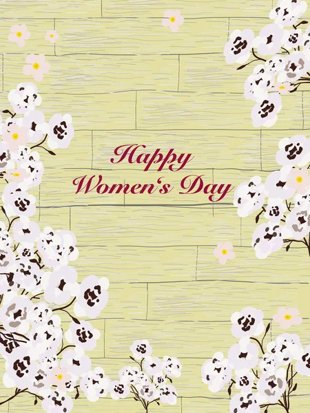 Marzo Feliz Día Mujer Hermoso Fondo Con Flores Blancas Ilustración — Vector de stock