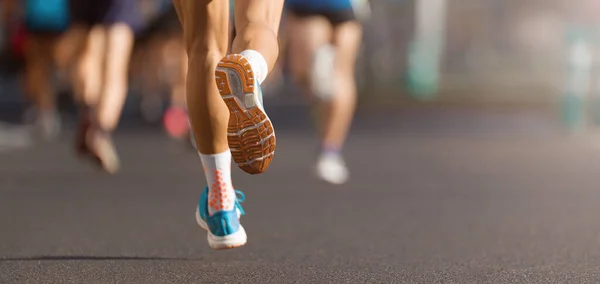 Marathon Running Race People Feet City Road — Stock Photo, Image