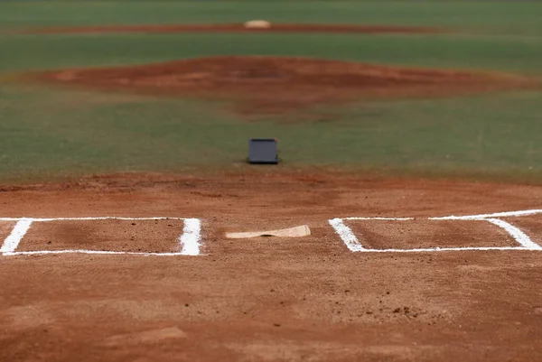 Знімок Порожнього Бейсбольного Поля Коробкою Домашньою Тарілкою — стокове фото