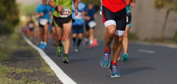 Maratona Corrida Corrida Pessoas Correndo Estrada Cidade — Fotografia de Stock