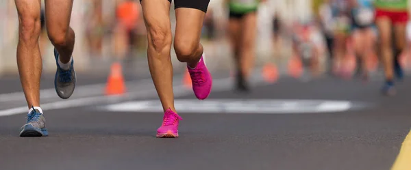 Maraton Běh Závod Lidé Nohy Městské Silnici Běžci Běh Městský — Stock fotografie