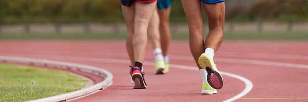 Athlètes Sur Piste Compétition Marche Marche Sur Piste Athlétisme — Photo