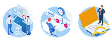 Web sayfası, afiş ve sunum için Isometric işe alma ve adam alma konsepti. İş görüşmesi, işe alım ajansı.