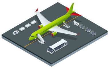 Isometric Havaalanı, Airbus 'a biniyor. Gemiye binerken hava yolcuları.