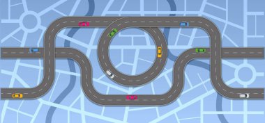 Yol haritası ve yolculuk güzergahı. Bilgi grafikleri şablonu. Viraj Yolu. Yol yolu.