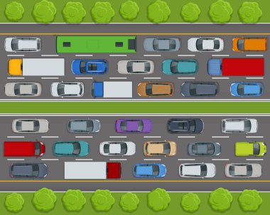 Otoyol manzaralı. Trafik sıkışıklığı ve şehir ulaşımı haritası.