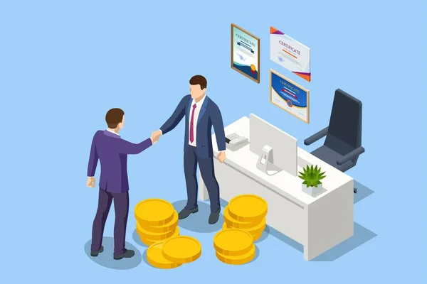 Isometric Consult Financial Concept. Investment Consultant, Financial Consultant, Financial advisor. Investment in Securities, Smart Investment, Strategic Management — Stockvector