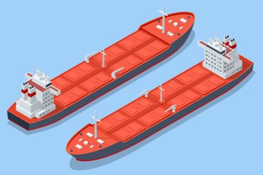 Isometric tanker ship vessel. Import or export oil and gas petrochemical with tanker ship transportation oil. Tank ship or tankship.