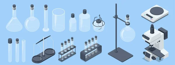 Isometriskt analyslaboratorium, kemisk laboratorievetenskap. Laboratoriets kemiska rör — Stock vektor