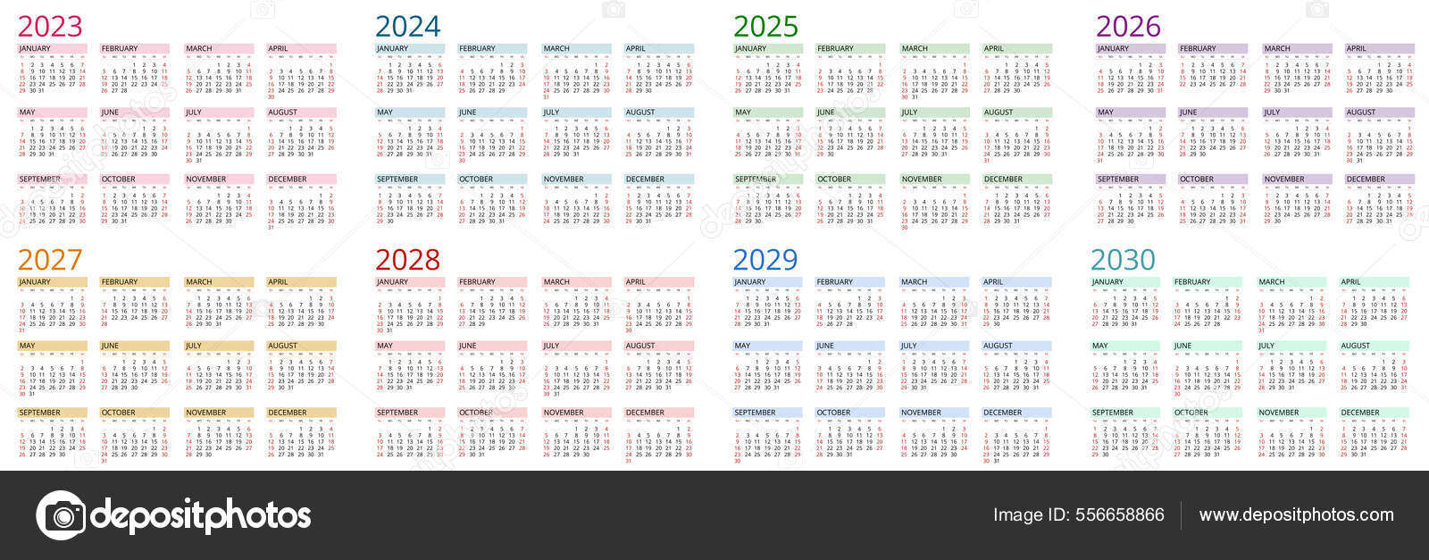 Calendar Planner 2023 2024 2025 2026 2027 2028 2029 2030
