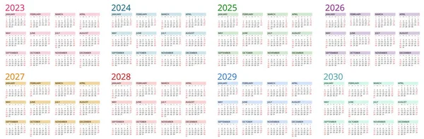 Takvim Planlayıcı 2023, 2024, 2025, 2026, 2027, 2028, 2029, 2030. Takvim şeması. Yazdırma Şablonu. Hafta Pazar günü başlıyor.