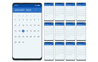 Akıllı Telefon 2023 Takvim Uygulaması. Akıllı Telefon için Planlayıcı Uygulama Şablonu
