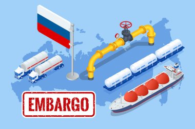Yaptırımlar, Rus benzin ve petrolüne ambargo. Rusya saldırganı, savaş. Ulaşım, teslimat, doğal gaz transferi