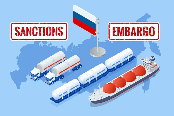 Sanctions, embargo on Russian gas and oil. Russia aggressor, war. Transportation, delivery, transit of natural gas — ストックベクタ