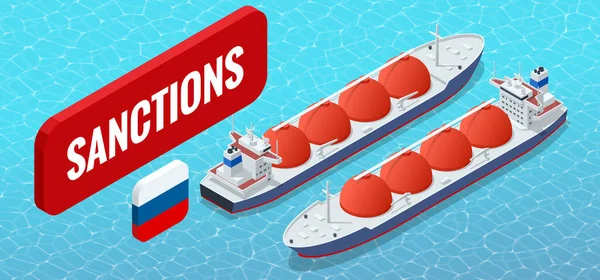 Sanctions, embargo on Russian gas and oil. Russia aggressor, war. Transportation, delivery, transit of natural gas — ストックベクタ