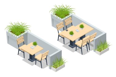 Isometric Fast Food Court, Restaurant Interior, Catering, Shopping Mall