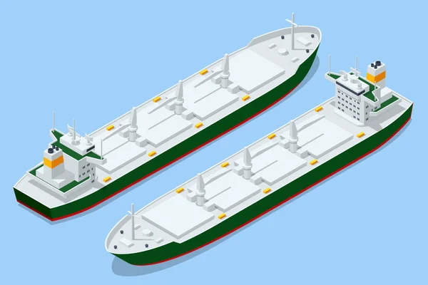 Isometrische Bulkschip Bulk Vrachtschip Reist Uitvoer Van Tarwe Maïs Graan — Stockvector