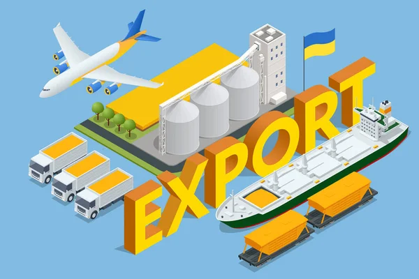 수입의 Grain Export 글로벌 네트워크 열성적 — 스톡 벡터