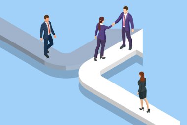 Isometric İş Başarı Konsepti. Girişimci iş adamı lideri. Fırsatları arıyorum. İş konsepti