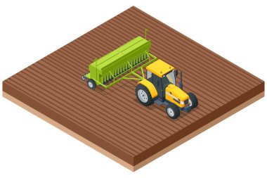Isome Tarımsal Tarım Üreticisi. Tarımcı, ikincil tarlalarda kullanılan bir tarım ekipmanıdır. Traktör tohum ekiciyle toprağı hazırlıyor..