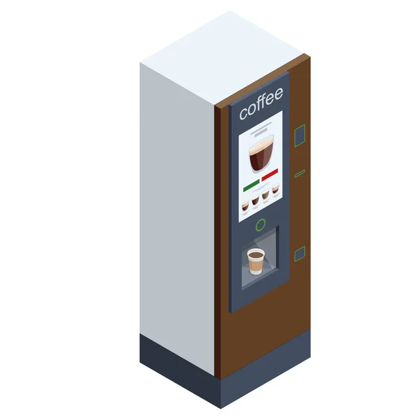 Изометрические Кофе Машины Самообслуживания Предлагают Неизменно Высокого Качества Кофе Торговый — стоковый вектор