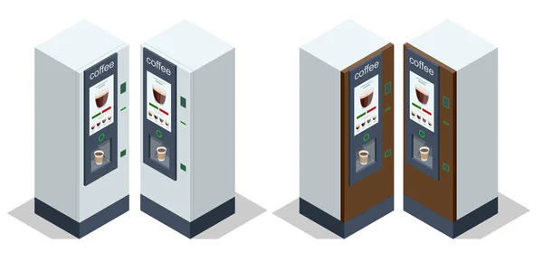 Isometrische Self Service Koffiemachines Bieden Consistente Kwaliteit Koffie Verkoopautomaat Met — Stockvector