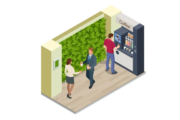 Isometric Self Service Coffee Machines Offer Consistent Quality Coffee Vending —  Vetores de Stock