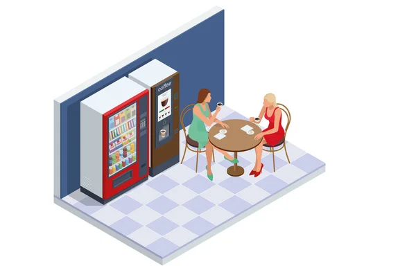 Isometric Self Service Coffee Machines Offer Consistent Quality Coffee Vending — Wektor stockowy