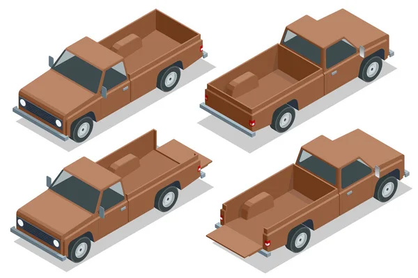 Isometric Farmer Pickup Truck Car Pickup Icon Old Farm Trucks — Stock vektor