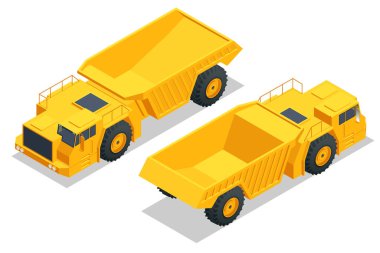 Isometric Mine dump truck, Dumper. Underground truck is a 20 metric tonne underground truck for small to medium-scale underground operations and development work. Trucks for haul, dump and excavation.