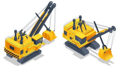 Isometric power shovel is a bucket-equipped machine, usually electrically powered, used for digging and loading earth or fragmented rock and for mineral extraction. Equipment for high-mining industry