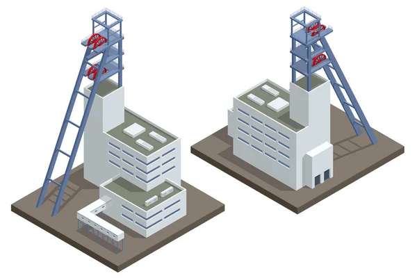 Isometric Factories Industrial Plants Heavy Industry Coal Mining Industrial Concept — Stockvector