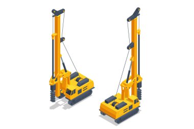 Isometric Track Drilling Machine. Drilling Tractor Working in the Mine. Mining Quarry, Mine. Equipment for high-mining industry