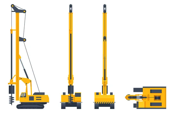 Track Drilling Machine Drilling Tractor Working Mine View Front Rear — Vector de stock