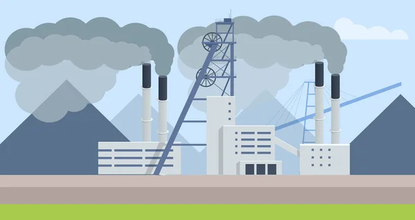 Kominy Przemysłowe Silnym Dymem Powodującym Zanieczyszczenie Powietrza Środowisko Zanieczyszczone Emisją — Wektor stockowy
