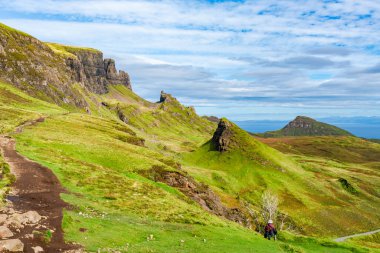 Skye Adası 'ndaki güzel Quiraing Geçidi manzarası, İç Hebrides, İskoçya