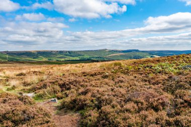 Derbyshire, İngiltere 'nin Peak District bölgesindeki Bamford Sınırı' nın tepesinden görüntü