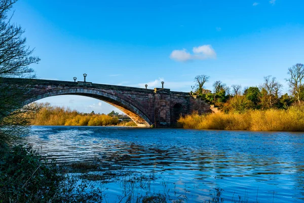 Vista Ponte Grosvenor Sobre Rio Dee Chester Reino Unido — Fotografia de Stock