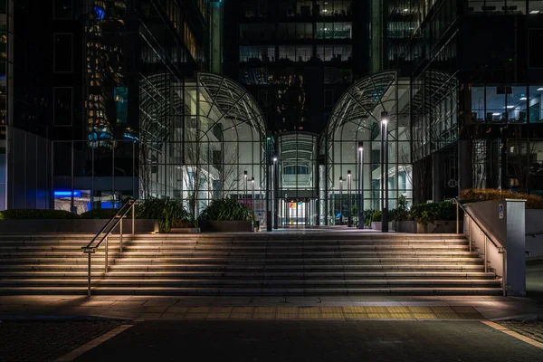 London January 2022 Night View Exchange Tower Modern Office Building — ストック写真