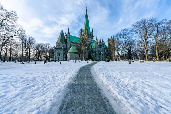 Une Célèbre Cathédrale Nidarosdomen Trondheim Norvège — Photo